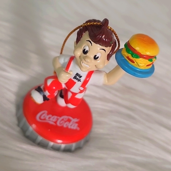 Vintage 90s Coca-Cola x Big Boy Burgers Mascot Christmas Holiday Ornament - Picture 4 of 14